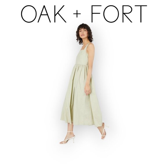 Oak + Fort Sage Green Sleeveless Cotton Dress M - Picture 1 of 11